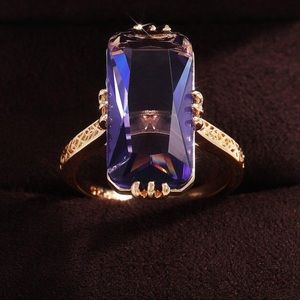 New Long Shape Acrylic Purple Stone Ring